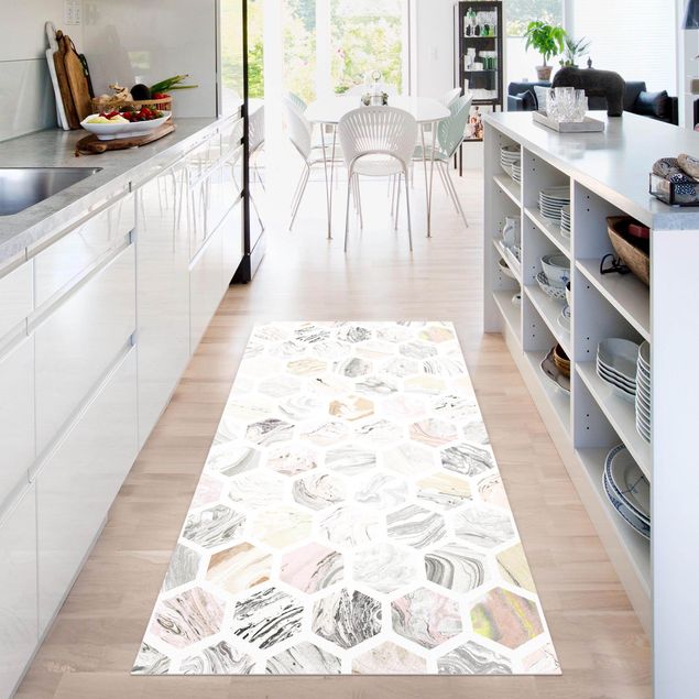 Runner rugs Marble Hexagons In Beige
