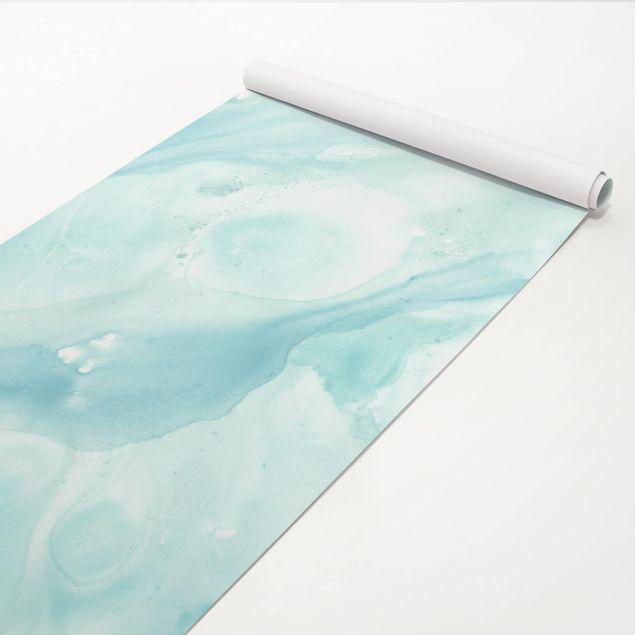 Adhesive film for furniture - Emulsion In White And Turquoise I