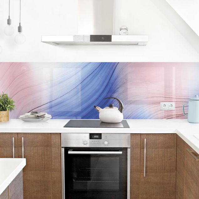Kitchen wall cladding - Mottled Colours Blue With Light Pink