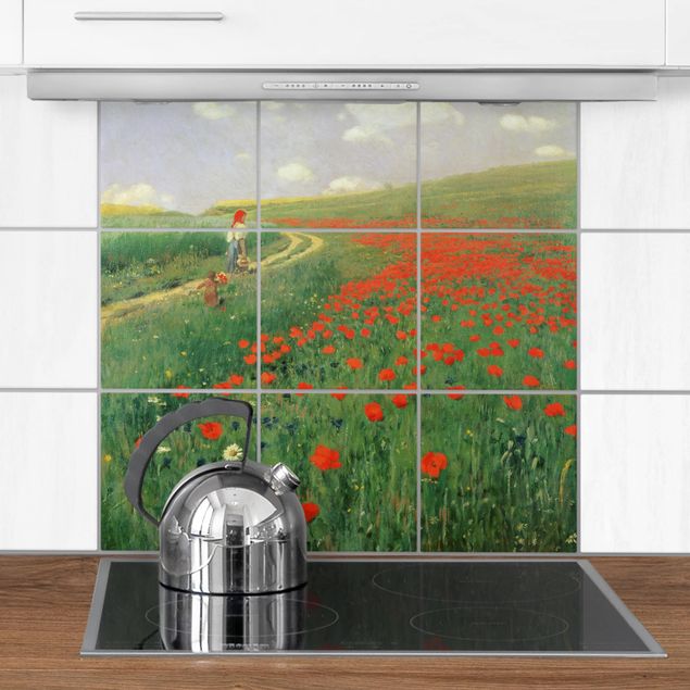 Tile sticker with image - Pál Szinyei-Merse - Summer Landscape With A Blossoming Poppy