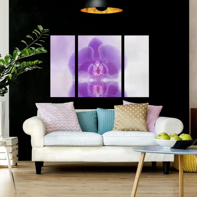 Print on canvas 3 parts - Purple Orchid On Water