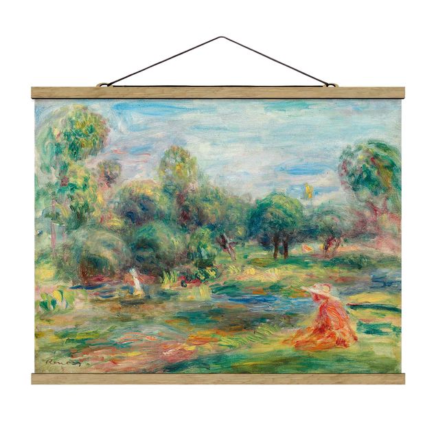 Fabric print with poster hangers - Auguste Renoir - Landscape At Cagnes