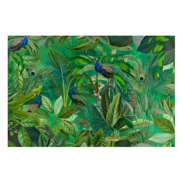 Magnetic memo board - Peacocks In The Jungle
