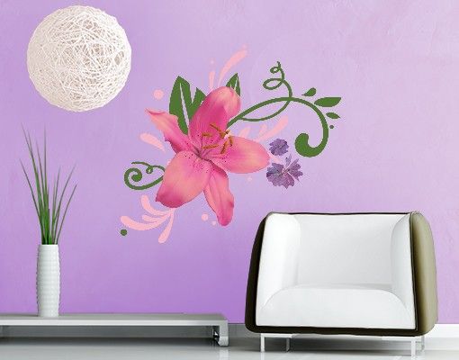 Floral wall stickers No.BP8 Lily Dream Pink