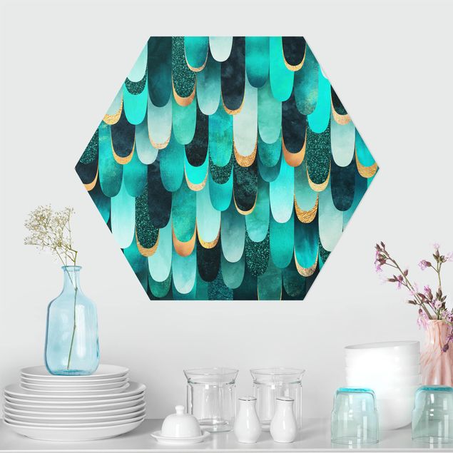 Forex hexagon - Feathers Gold Turquoise