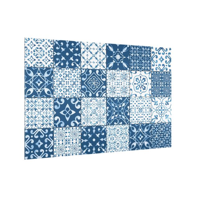 Glass splashbacks Tile Pattern Mix Blue White
