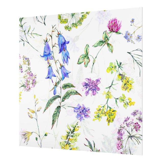 Splashback - Watercolour Wild Flowers - Square 1:1
