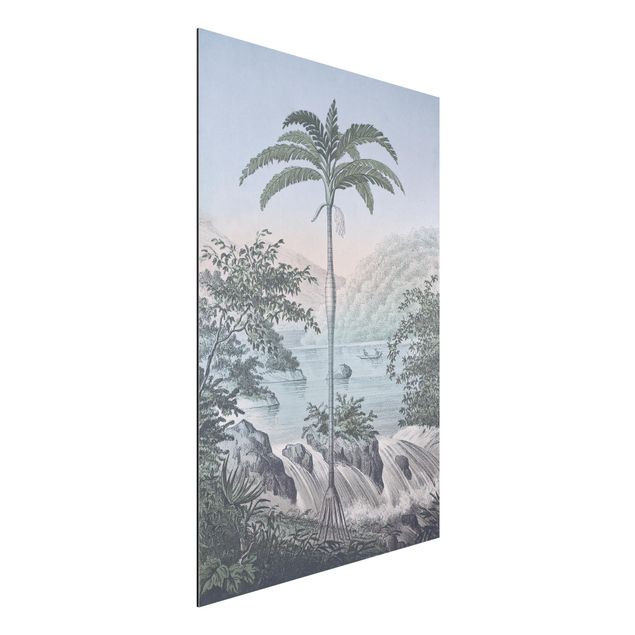 Alu dibond Vintage Illustration - Landscape With Palm Tree