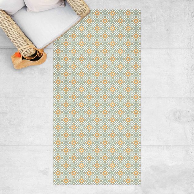 Balcony rugs Oriental Patterns With Yellow Flowers