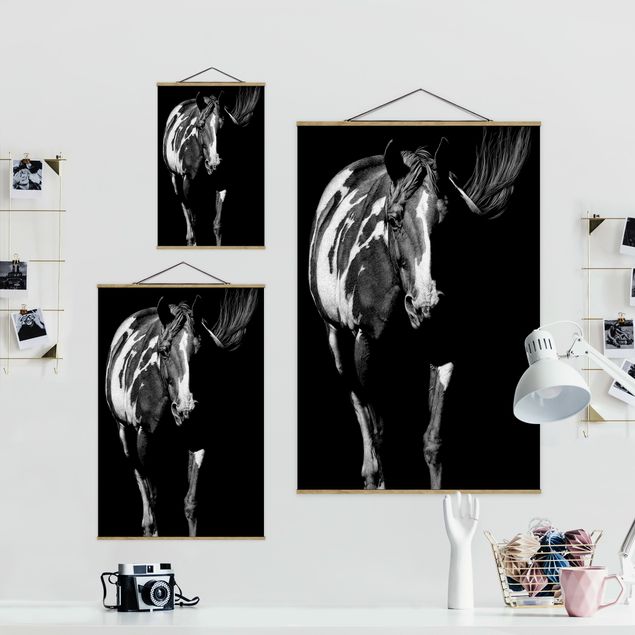 Fabric print with poster hangers - Horse In The Dark
