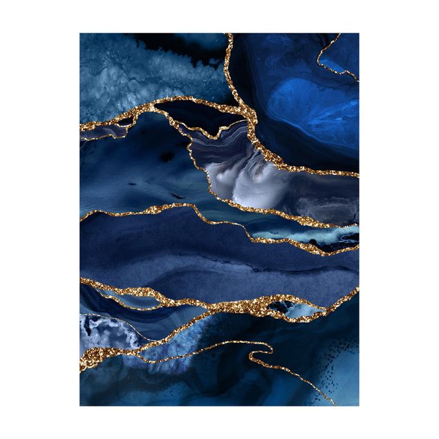 blue area rugs Golden Glitter Waves Blue backdrop