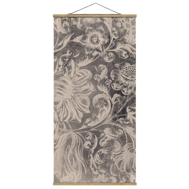 Fabric print with poster hangers - Faded Flower Ornament II