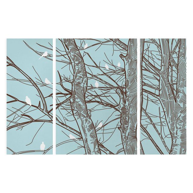 Print on canvas 3 parts - Winter Trees