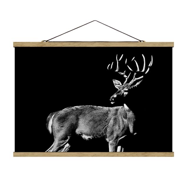 Fabric print with poster hangers - Deer In The Dark
