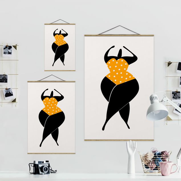 Fabric print with poster hangers - Miss Dance Yellow