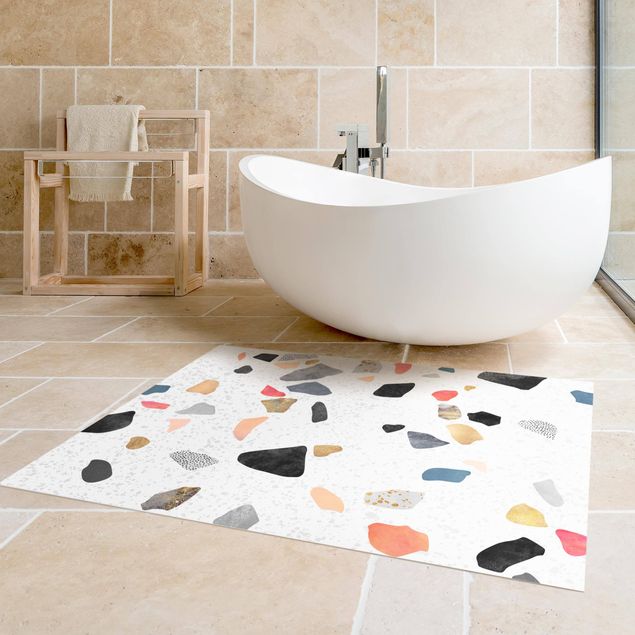 Modern rugs White Terrazzo With Gold Stones
