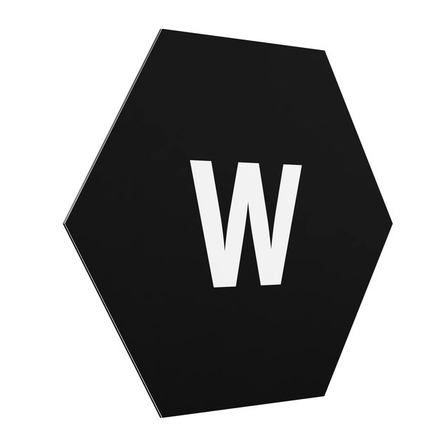 Alu-Dibond hexagon - Letter Black W