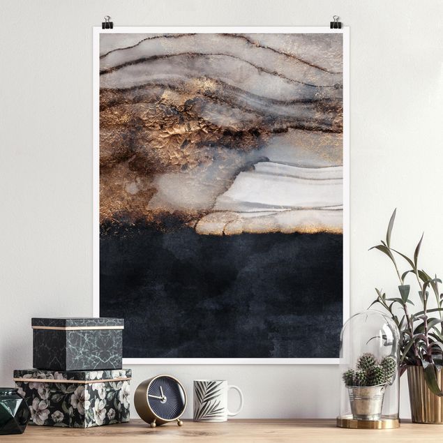 Poster - Golden Marble Painted