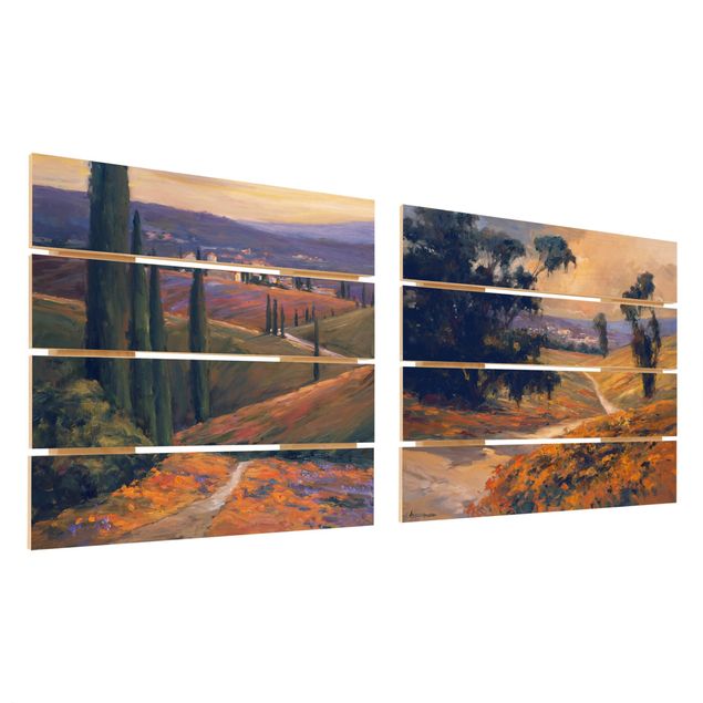 Print on wood - Landscape In The Afternoon Set I