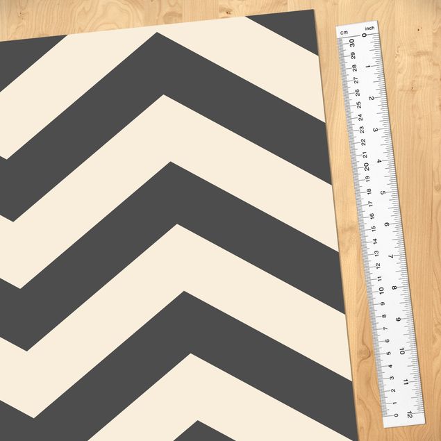 Adhesive film for furniture - Zigzag Stripe Pattern Cream Anthracite