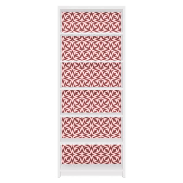 Adhesive film for furniture IKEA - Billy bookcase - Red Geometric Stripe Pattern