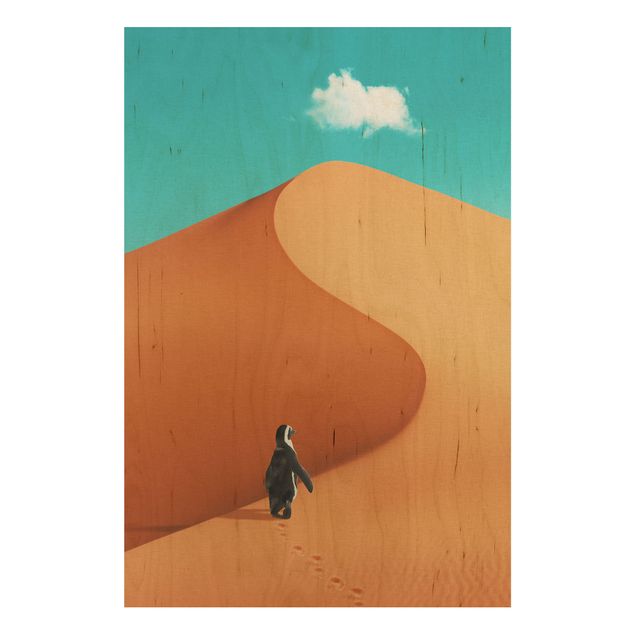 Print on wood - Desert With Penguin