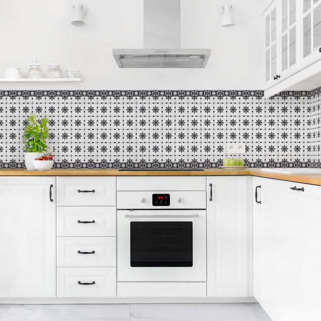Kitchen splashback patterns Geometrical Tile Mix Cross Black