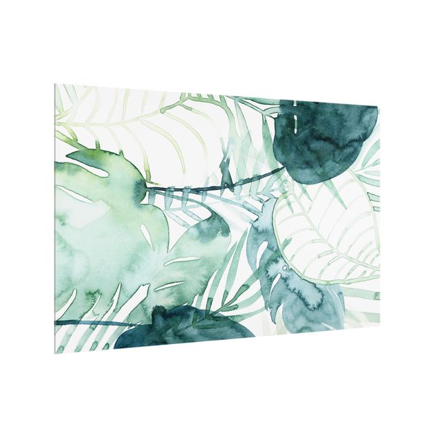 Glass splashback kitchen Palm Fronds In Water Color II