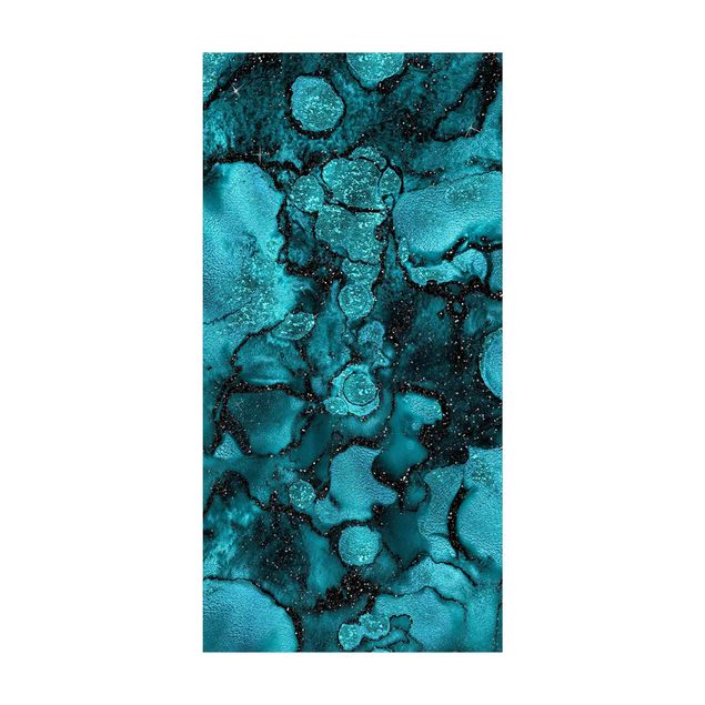 Abstract rugs Turquoise Drop With Glitter