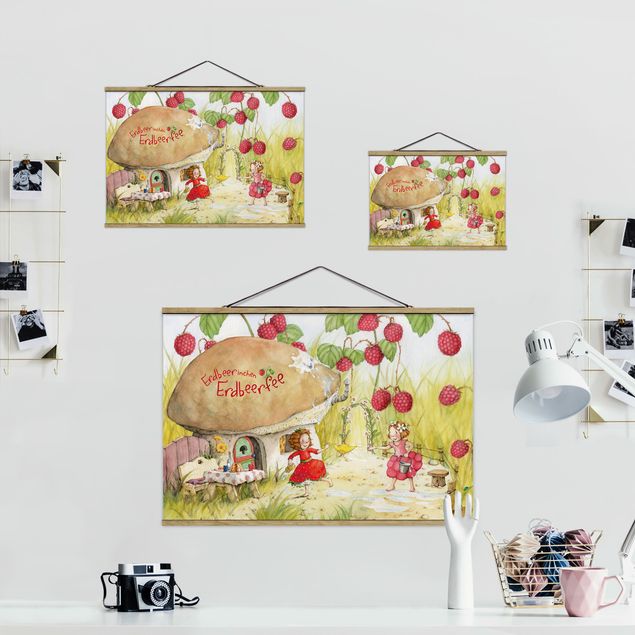 Fabric print with poster hangers - Little Strawberry Strawberry Fairy - Under The Raspberry Bush