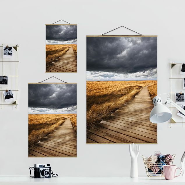 Fabric print with poster hangers - Path Between Dunes