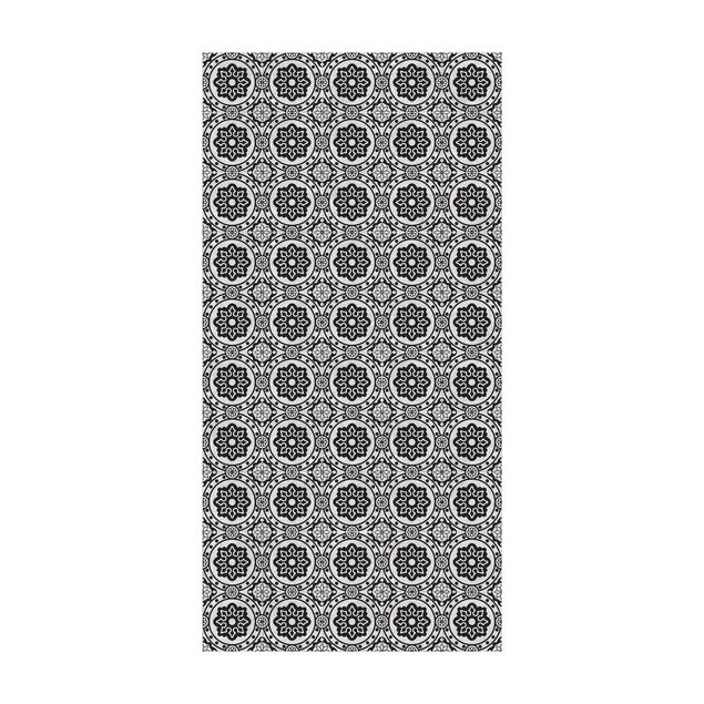 modern area rugs Floral Tiles Black And White