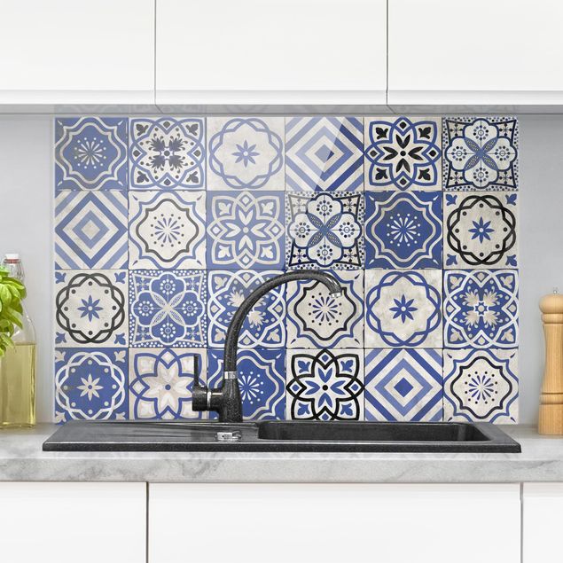 Glass splashback tiles Mediterranean Tile Pattern