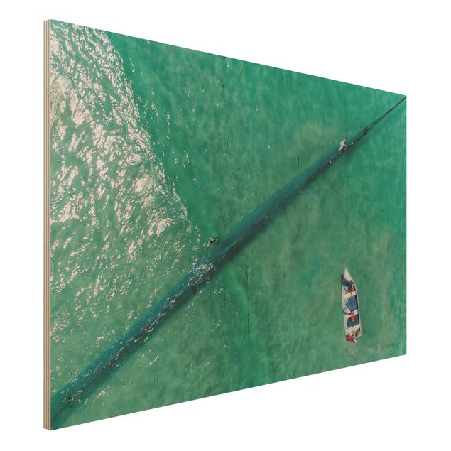 Wood print - Aerial View - Fishermen