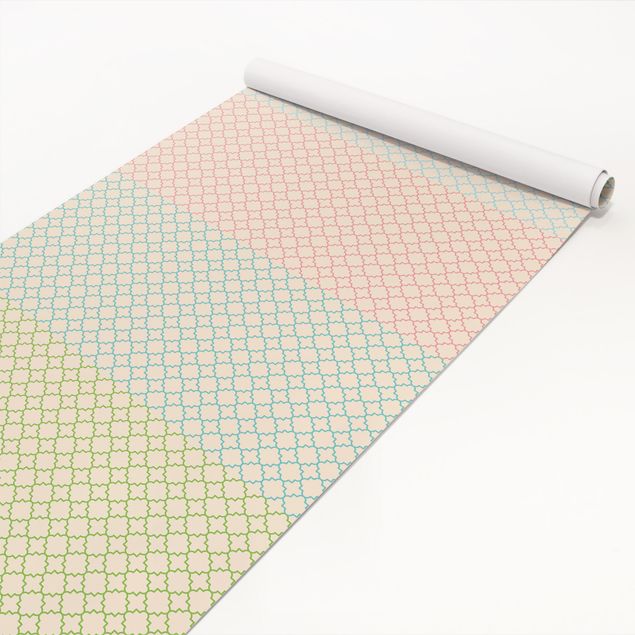 Adhesive film - Moroccan Mosaic Quatrefoil Pattern With 4 Colours