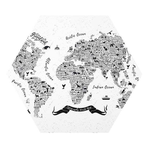 Forex hexagon - Typography World Map White