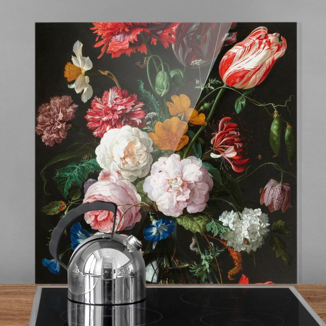 Glass splashback kitchen flower Jan Davidsz De Heem - Still Life With Flowers In A Glass Vase