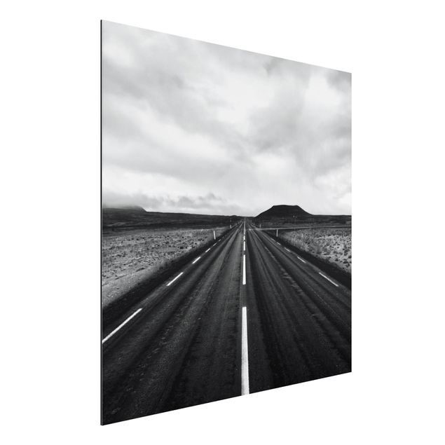 Dibond Straight Road In Iceland