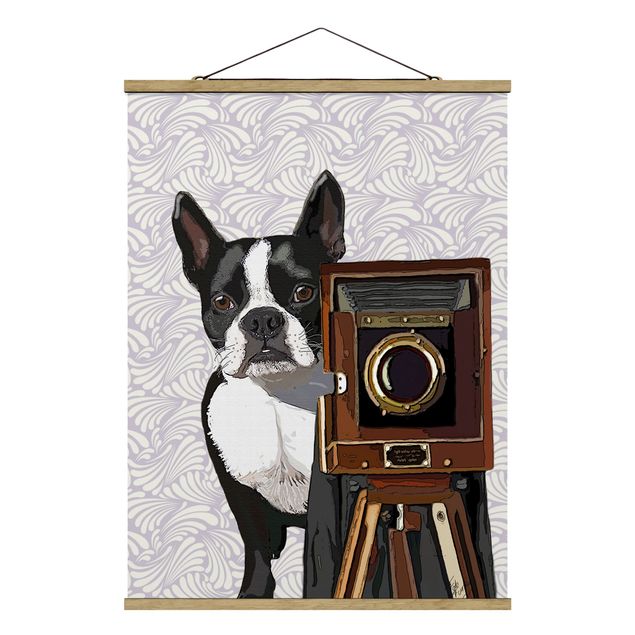 Fabric print with poster hangers - Wildlife Photographer Terrier