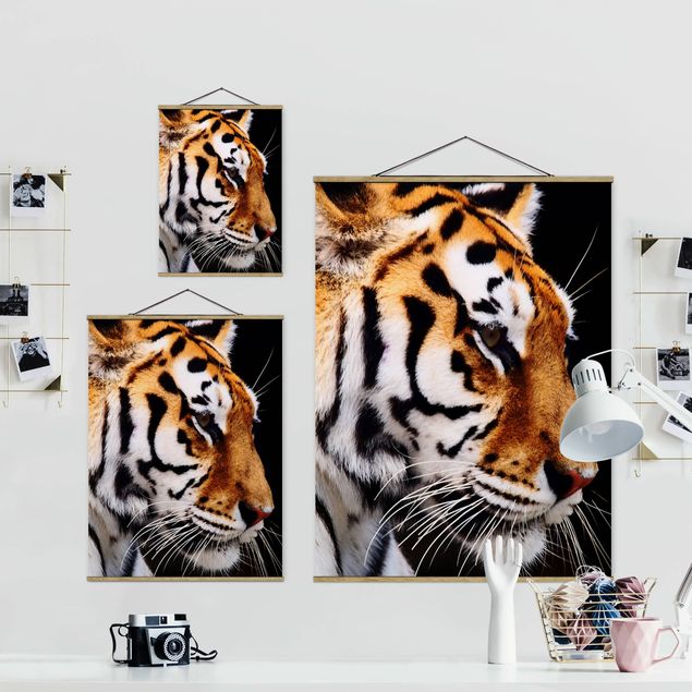 Fabric print with poster hangers - Tiger Beauty