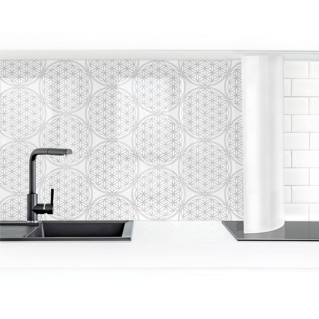 Kitchen wall cladding - Flower Of Life Pattern Silver