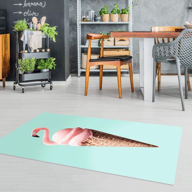 kitchen runner rugs Ice Cream Cone With Flamingo