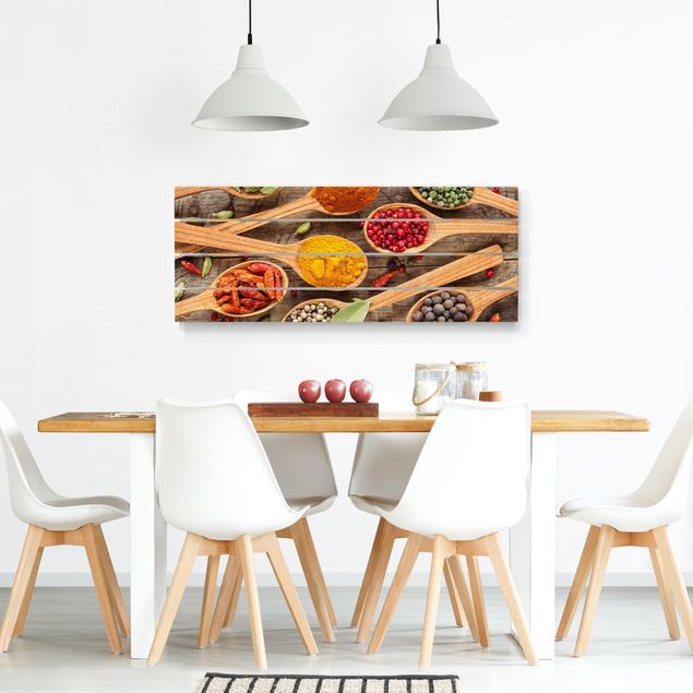 Print on wood - Spices On Wooden Spoon