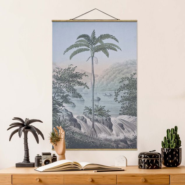 Fabric print with poster hangers - Vintage Illustration - Landscape With Palm Tree
