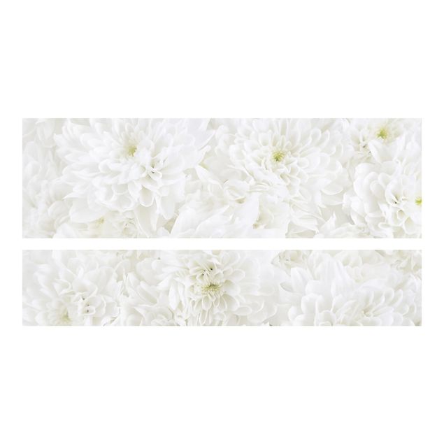 Adhesive film for furniture IKEA - Malm bed 140x200cm - Dahlias Sea Of Flowers White