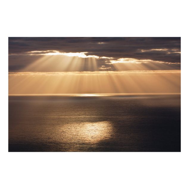 Glass splashbacks Sun Beams Over The Ocean