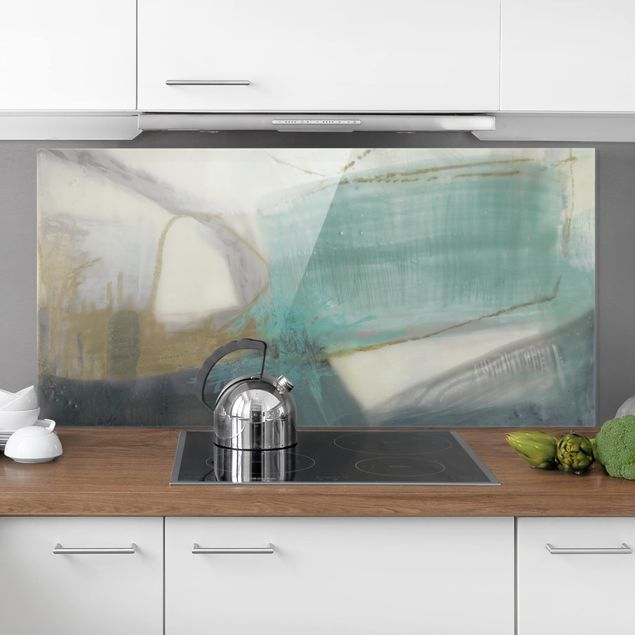 Glass splashback abstract Fangs With Turquoise I
