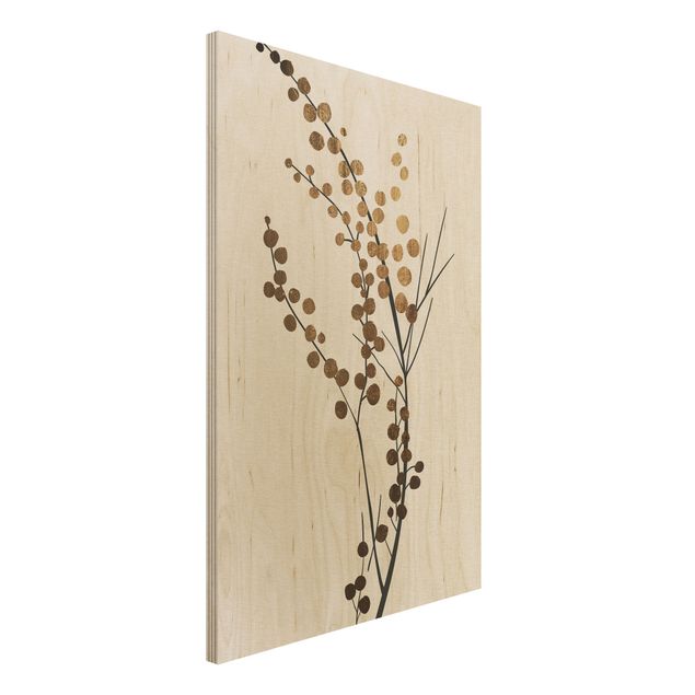 Print on wood - Graphical Plant World - Berries Gold