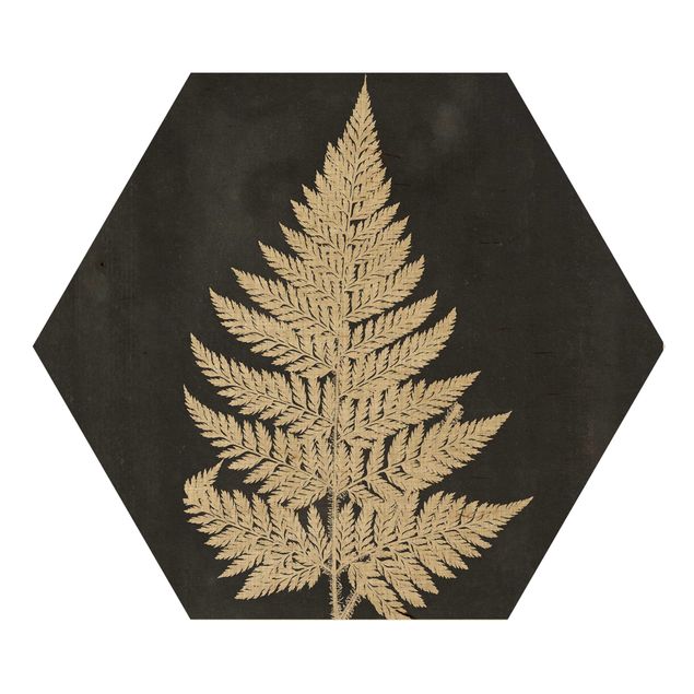 Wooden hexagon - Fern With Linen Structure I