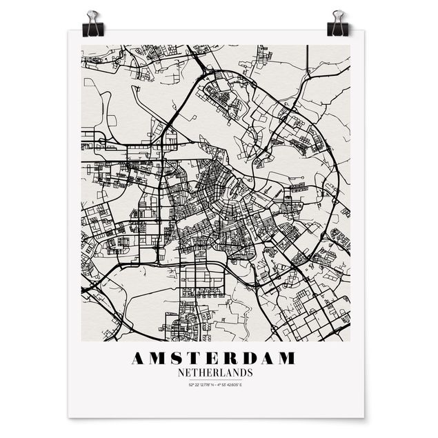 Poster city, country & world maps - Amsterdam City Map - Classic
